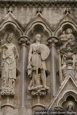3 statues at Salisbury Cathedral